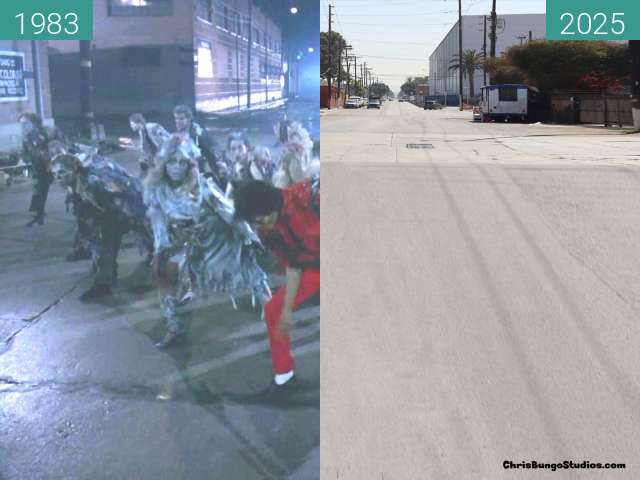 Vorher-Nachher-Bild von Michael Jackson - Thriller - Filming Location 2 zwischen 1983 und 2025