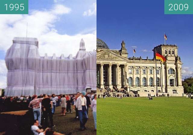 Before-and-after picture of Berlin - Reichstag 1995/2009 between 06/1995 and 2009