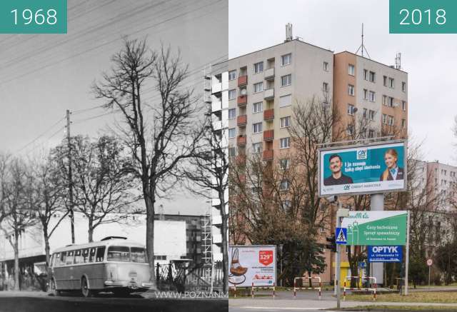 Before-and-after picture of Ulica Wojska Polskiego between 1968 and 2018