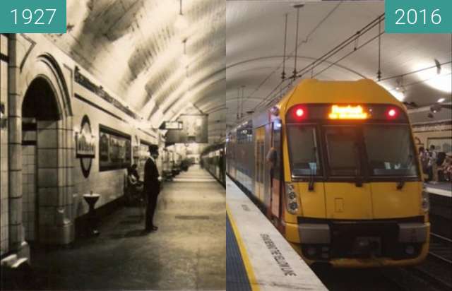Before-and-after picture of Museum Station between 1927 and 2016