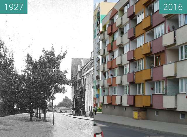 Before-and-after picture of Konig Friedrich Platz; Primus-Palast between 1927 and 2016