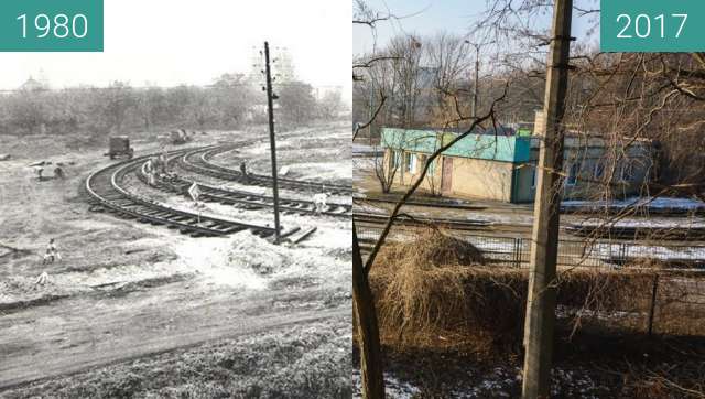 Before-and-after picture of Pętla tramwajowa Piątkowska between 1980 and 2017