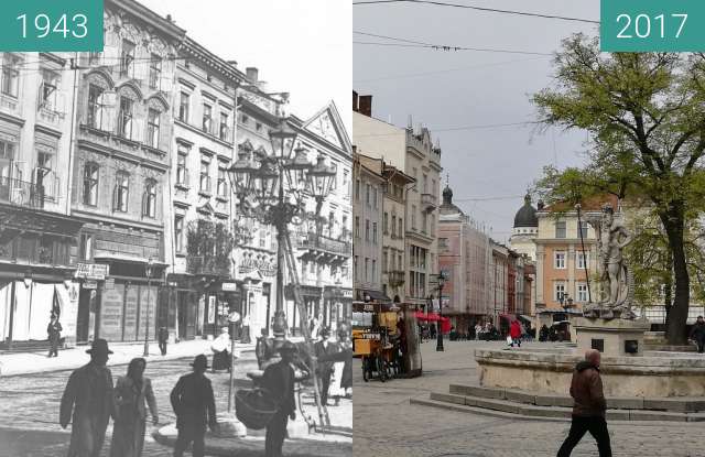 Image avant-après de Market Square with Neptune Sculpture entre 1943 et 20/04/2017