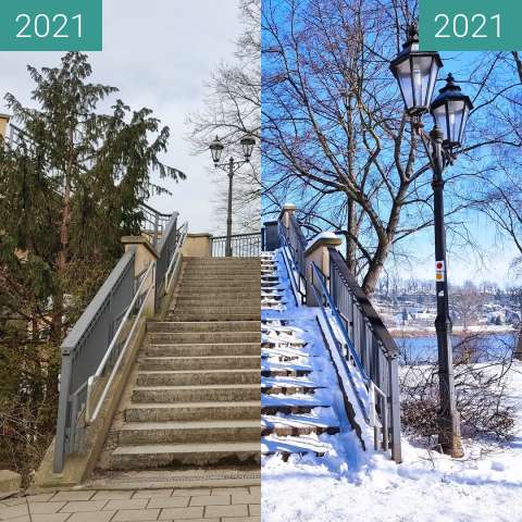 Before-and-after picture of Brückenaufgang zur Pirnaer Elbbrücke between 2021-Feb-15 and 2021-Mar-03