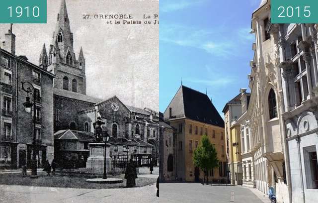Before-and-after picture of Grenoble | Place Saint André (1910) between 1910 and 2015