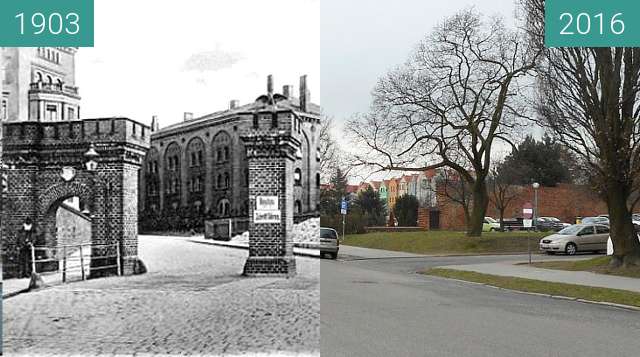 Before-and-after picture of Bahnhofsthor between 1903 and 2016