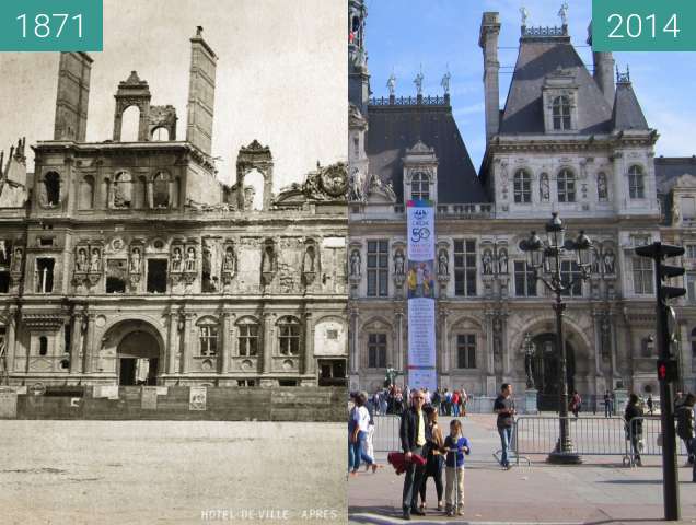 Image avant-après de Hôtel de Ville entre 1871 et 28/09/2014