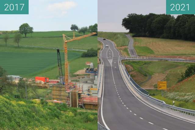 Before-and-after picture of Umgehungsstraße L335 bei Marienfels von Südosten between 2017-May-22 and 2021-Jun-20