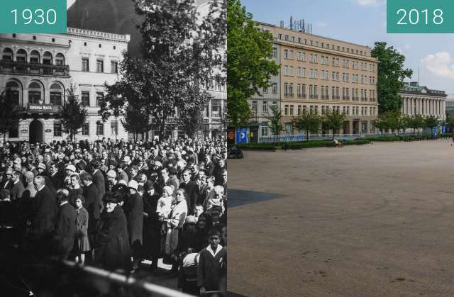 Image avant-après de Plac Wolności entre 1930 et 2018