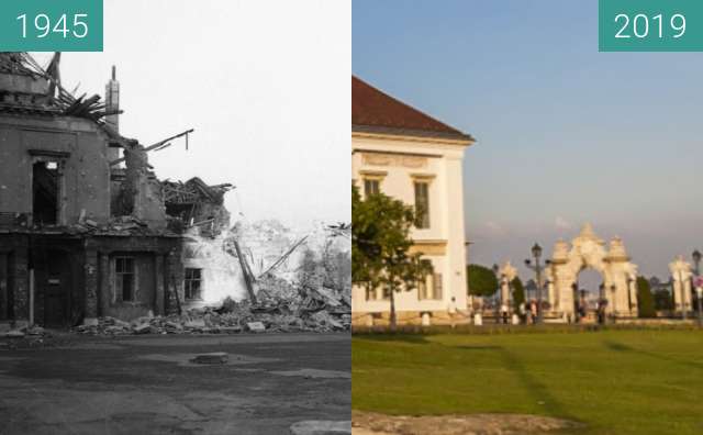 Image avant-après de Sandor Palace in Budapest entre 1945 et 2019