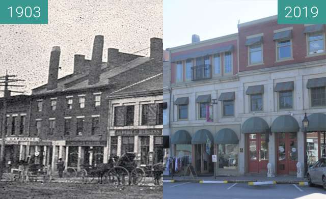 Image avant-après de Downtown Belfast, Maine; Main Street entre 1903 et 20/08/2019