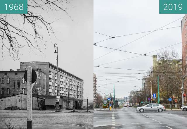 Before-and-after picture of Ulica Hetmańska between 1968 and 2019