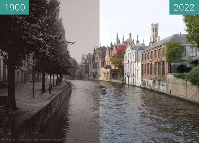 Before-and-after picture of Groenerei canal between 1900 and 10/2022