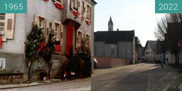 Before-and-after picture of Katholisches Pfarramt, 76744 Maximiliansau between 1965 and 2022-Mar-13