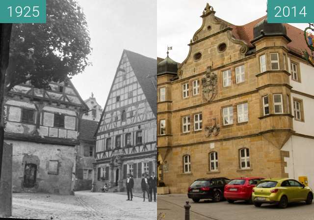 Before-and-after picture of Wolframs-Eschenbach  between 1925 and 2014-Feb-07