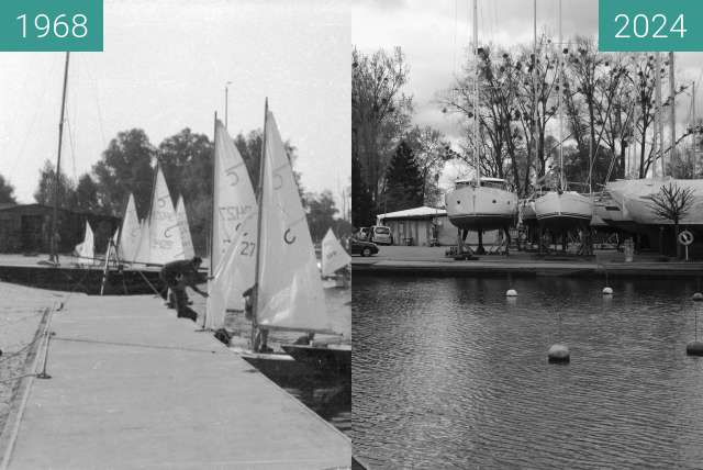 Before-and-after picture of Przystań JK AZS between 1968 and 2024-Apr-10