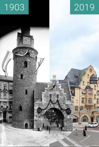 Before-and-after picture of Leipziger Turm mit Galgtor between 1903-Sep-06 and 2019
