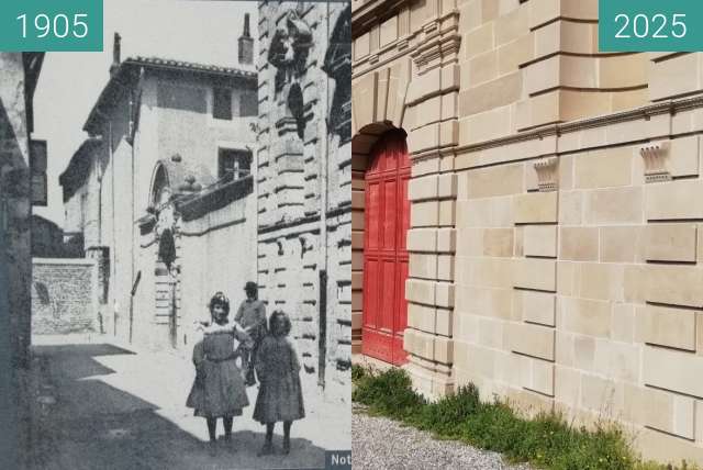 Before-and-after picture of Valence, abbaye Notre-Dame-de-Soyons between 1905 and 2025-Mar-11