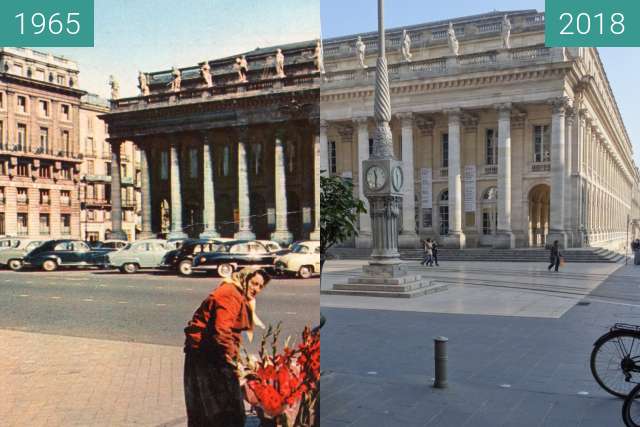 Before-and-after picture of Grand Théâtre Bordeaux between 1965-Apr-15 and 2018-Feb-21