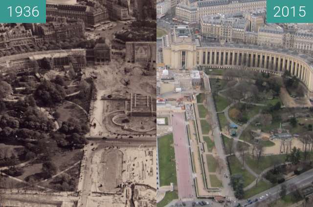 Image avant-après de Palais de Chaillot entre 1936 et 22/02/2015