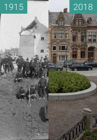 Vorher-Nachher-Bild von ieper zwischen 1915 und 10.04.2018