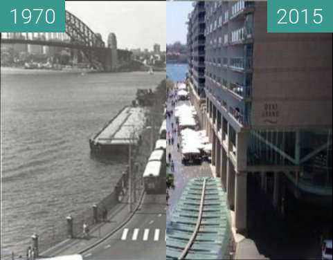 Before-and-after picture of East Circular Quay between 1970 and 2015