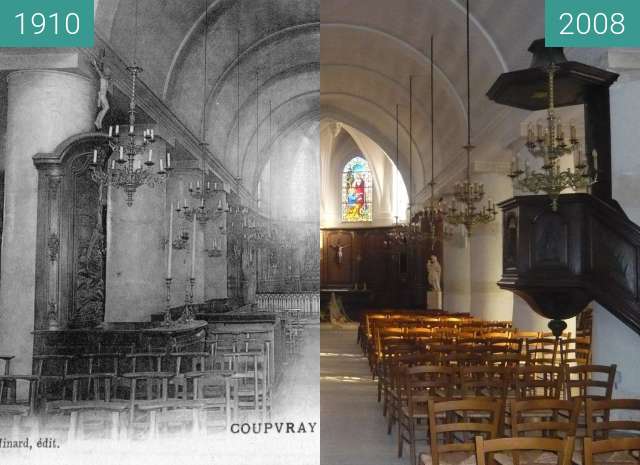 Vorher-Nachher-Bild von Eglise St Pierre de Coupvray zwischen 1910 und 26.01.2008