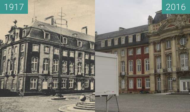 Before-and-after picture of Schloss Münster between 1917 and 2016-Sep-02