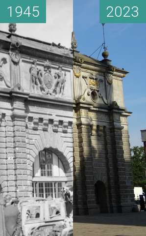 Before-and-after picture of Brama Wyżynna between 06/1945 and 2023-Aug-15