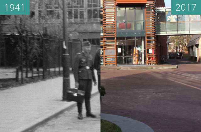 Before-and-after picture of German soldiers in Alkmaar between 1941 and 2017-Feb-21