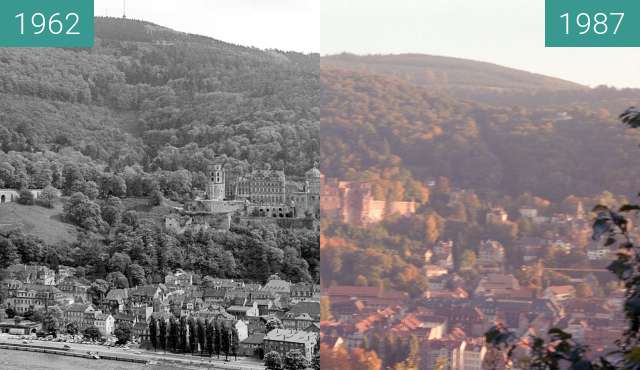Before-and-after picture of Heidelberg between 1962 and 1987