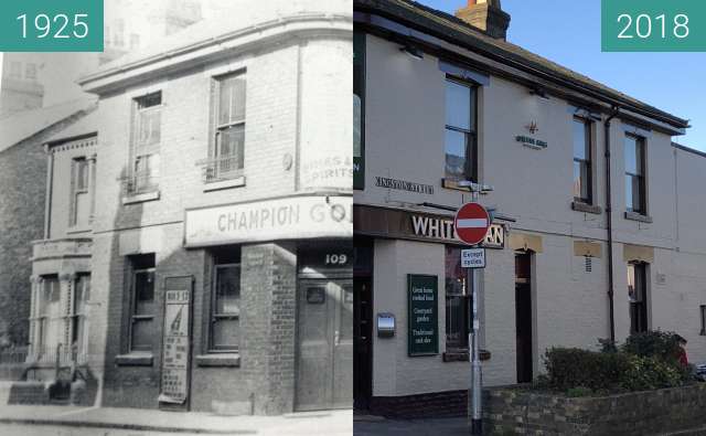 Image avant-après de The White Swan, Mill Road entre 1925 et 07/01/2018