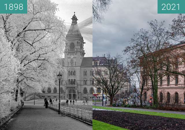 Before-and-after picture of Kaiserliches Postamt between 1898 and 2021-Jan-05