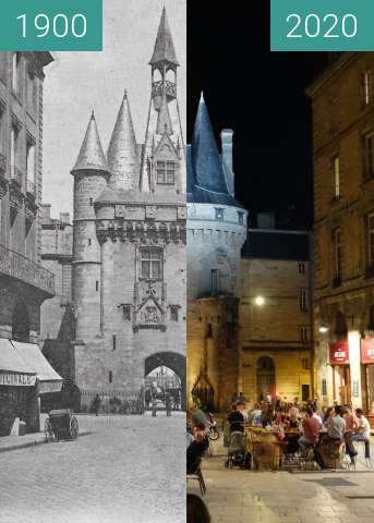 Vorher-Nachher-Bild von Porte Cailhau zwischen 1900 und 07.2020