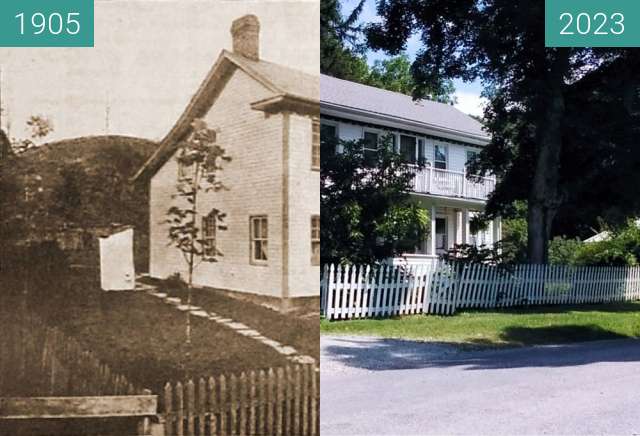 Before-and-after picture of Mr. and Mrs. Elijah F. Poston Farm between 1905 and 2023-Sep-04
