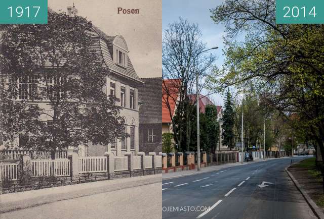 Before-and-after picture of Aleja Niepodległości between 1917 and 2014