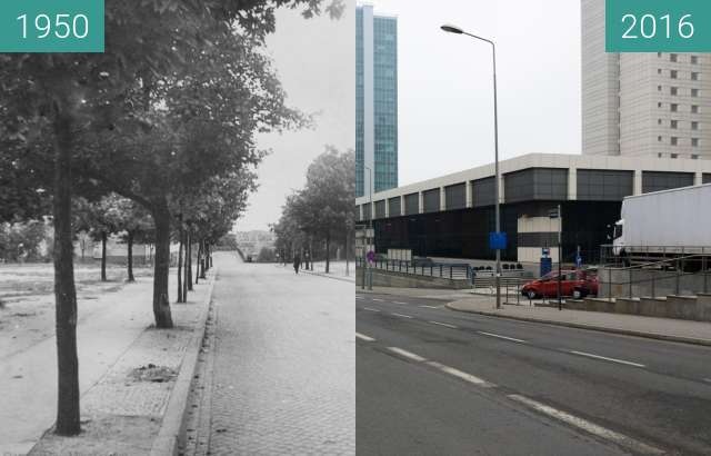Vorher-Nachher-Bild von Ulica Kościuszki zwischen 1950 und 2016