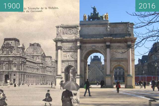 Vorher-Nachher-Bild von Louvre, Arc de Triomphe du Carousel zwischen 1900 und 16.02.2016