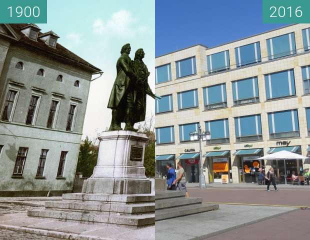 Image avant-après de Goethe-Schiller-Denkmal entre 1900 et 18/08/2016