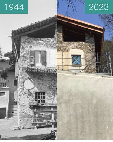 Before-and-after picture of Masseria - Cornaredo - Lugano between 1944 and 2023