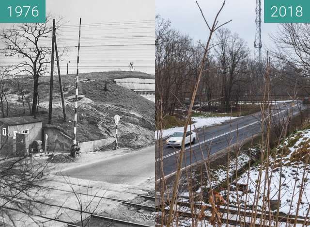 Before-and-after picture of Przejazd kolejowy przez ulicę Lutycką between 1976 and 2018-Jan-21