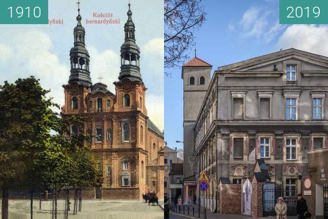 Before-and-after picture of Ulica Długa between 1910 and 2019-Dec-10