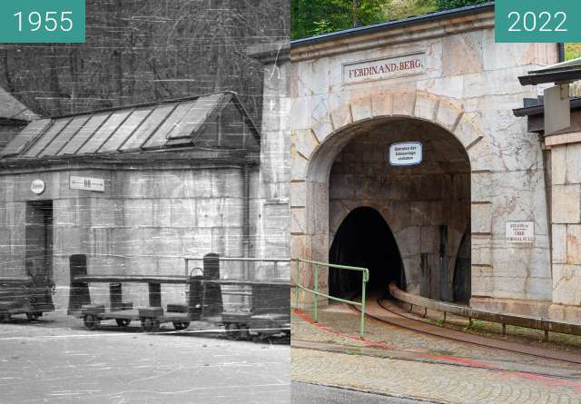 Before-and-after picture of Salzbergwerk Berchtesgaden 1 between 1955 and 2022-Sep-08