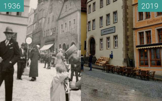 Before-and-after picture of Straßensammlung in Rothenburg between 1936 and 2019-Feb-22