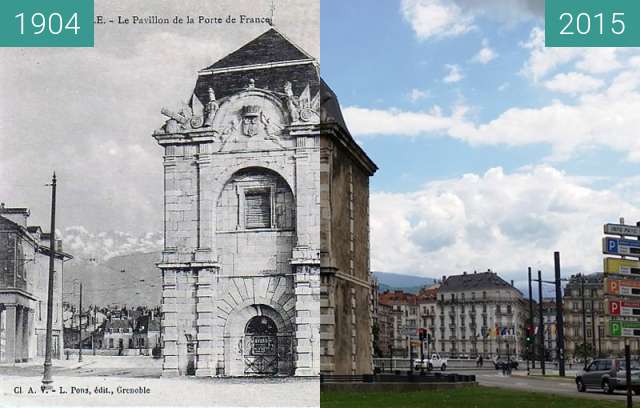 Before-and-after picture of Grenoble | Porte de France (1904) between 1904 and 2015