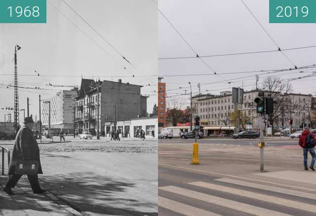 Before-and-after picture of Ulica Roosevelta, Teatralka between 1968 and 2019-Mar-07