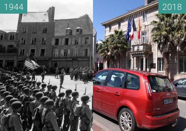 Before-and-after picture of Cherbourg 1944 - Normandy between 1944-Jun-27 and 2018-May-05
