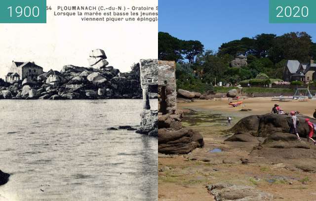 Vorher-Nachher-Bild von Saint-Guirec zwischen 1900 und 07.2020