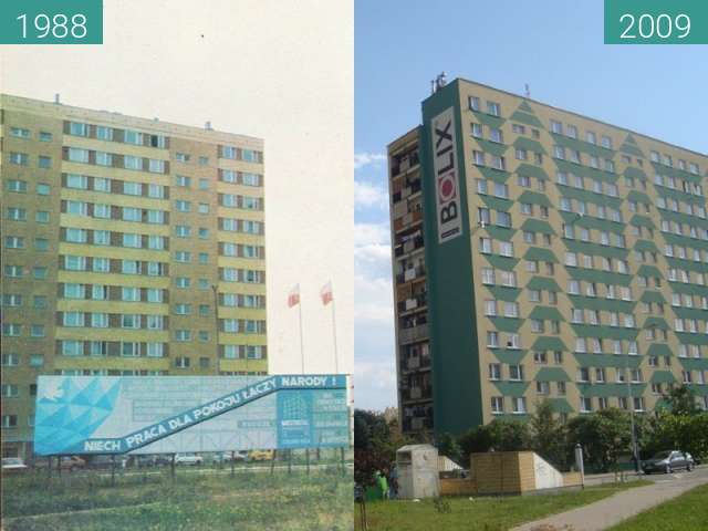 Vorher-Nachher-Bild von Wieżowce osiedla Centralnego zwischen 1988 und 15.06.2009