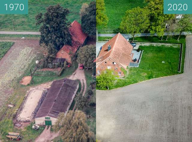 Before-and-after picture of Der Hof Temme-Pille in Aschendorf between 1970 and 2020-Apr-25